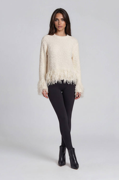 Textured Fringe Knit Sweater