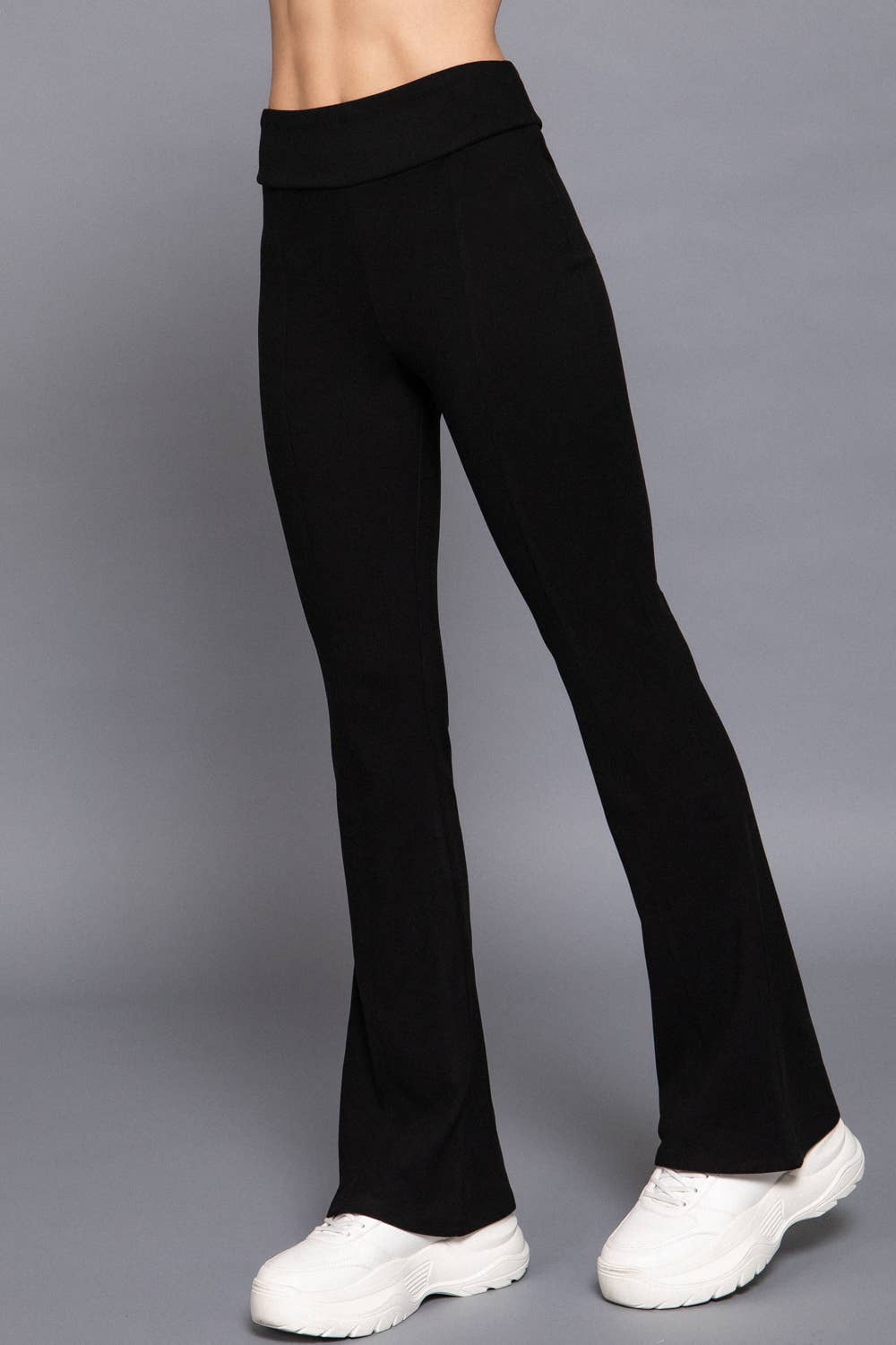 Black Semi Flare Brushed Knit Long Pants