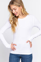 White Long Sleeve Crew Neck Thermal Knit Top