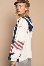Indigo Multi Balloon sleeve patch detail hooded zip up POL Jacket