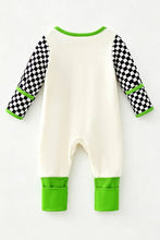 Christmas character baby romper with checkered sleeves