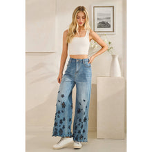 Denim Washed Flower Cutouts Oli+Hali Pants