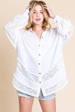 White Lace Mixed Oversized Shirt