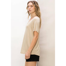 Cafe Latte Oversized V-Neck Tee