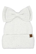 C.C Messy Bun Bow Beanie with Sequins Winter Hat: Gray