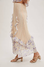 Pink Combo Floral Trimmed Maxi Lace skirt