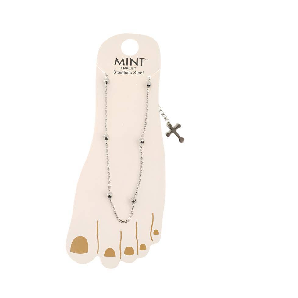 Vintage Cross Stainless Steel Anklet