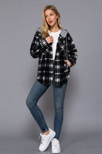 Black Ivory Long Sleeve Plaid Button Down with Hoodie Fleece Jacket