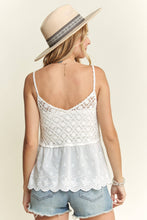 White Crochet V Neck Tank Top