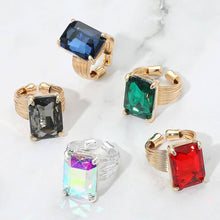 Black Emerald Cut Stone Adjustable Ring