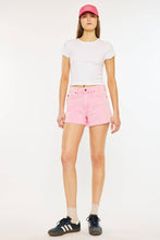 Pink High Rise Frayed Hem Denim Kancan Shorts