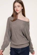 Heather Taupe Long Sleeve Wide Boat Neck Studded Sweater