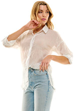 Black Oversize Sheer Button Down Top