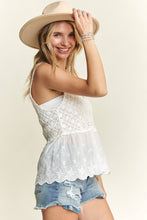 White Crochet V Neck Tank Top