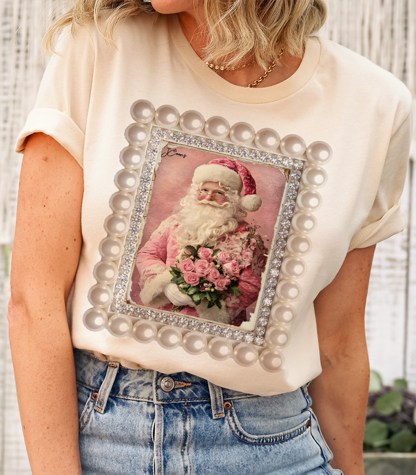 Natural Santa Frame Tee