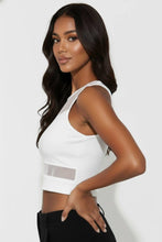White Sheer Mesh Panel Crop Tank Top
