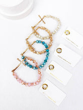 Lavender Hammered Cross Crystal Mix Beads Bracelet