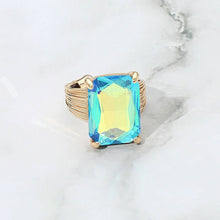 Black Emerald Cut Stone Adjustable Ring