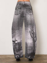 Western Black Horse Digital Printed Baggy Jeans