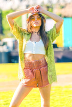 Blue High-Waist Washed Twill Shorts