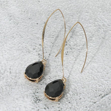 Peach Teardrop Stone Cluster Long Drop Earrings