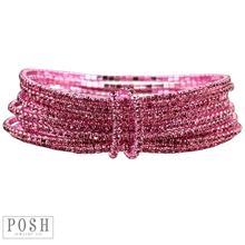 Pink Tiny rhinestone stretch bracelet set