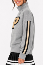 Purdue Mock Neck Sequin Stripe Sweatshirt