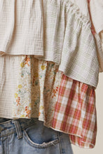 Ivory Multi Vintage Patchwork Ruffle Hem Mello Top