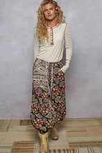 Cream Round neck solid cut and sew knit mix knit POL top