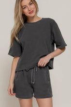 Charcoal Garment Washed Terry Shorts