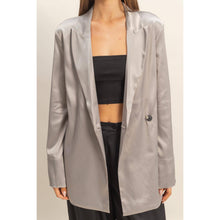 Grey Satin Long Sleeve Blazer