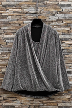 Silver Italian One Size Holiday Shimmer Wrap Blouse