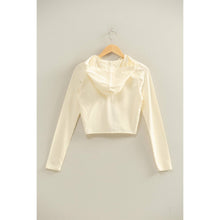 Cream Zip Up Cropped Hoodie
