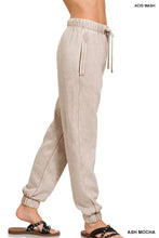 Light Olive Acid Wash Fleece Sweatpants With Pockets