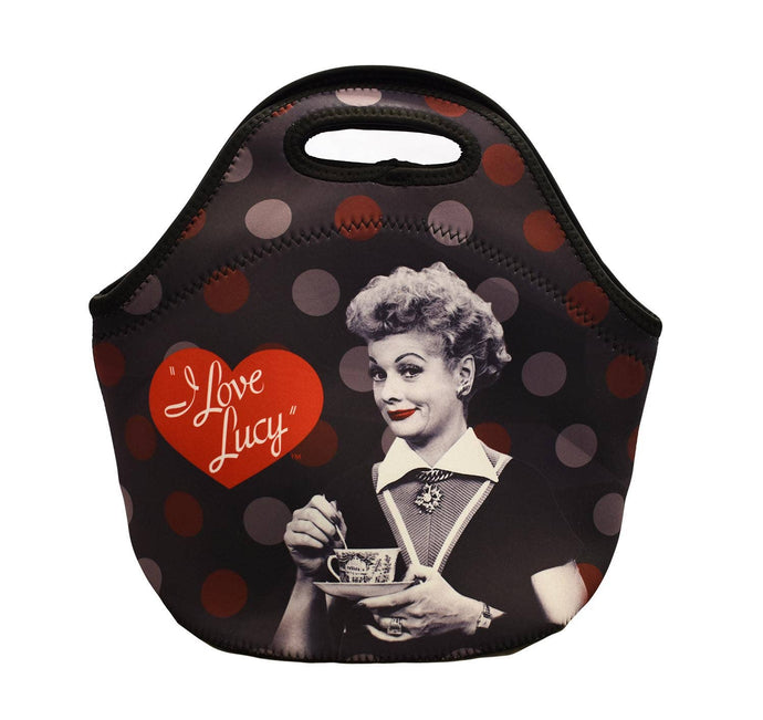 Lucy Lunch Bag - Red & Gray Polka Dots