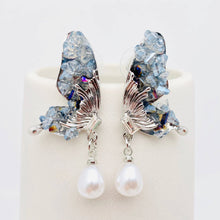Pearl Pendant Crystal Wings Butterfly Earrings: Butterfly