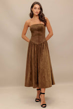 Brown faux suede midi dress