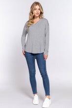 Heather Grey Long Dolman Sleeve V-neck Rayon Span Jersey Top