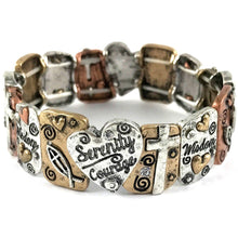Serenity Wisdom Courage Cross Heart Bracelet: Silver