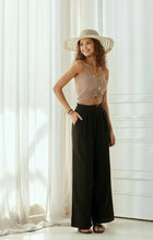 Black Cotton Smocked Wide Leg Pants