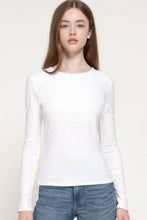 Ivory Long Sleeve Round Neck Rib Knit Top