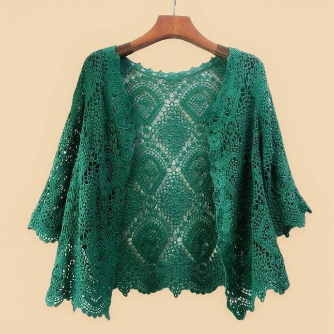 Green Crosa - Sheer Crochet Cardigan – Ethereal Summer Cover-Up