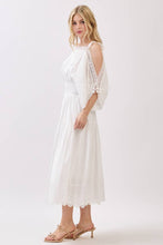 Ivory Solid Laced Cold Shoulder Tiered Maxi Dress