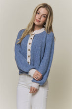 CONTRAST SCALLOP TRIM SWEATER CARDIGAN Latte
