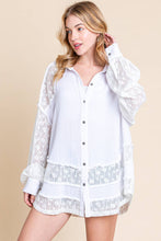White Lace Mixed Oversized Shirt