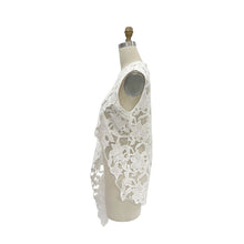 white Floral Embroidery Sheer Asymmetrical Top