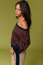 Navy Camel Amira Striped Lounge Sweatshirt