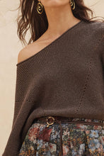 Espresso Short-Sleeve Pointelle Ribbed Knit Sweater