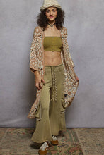 Beige V-neck long sleeve crochet knit weave POL cardigan