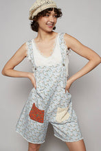 Blue Floral Sleeveless contrast floral pockets print POL overalls